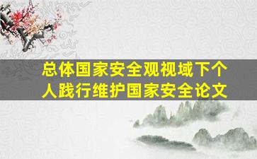 总体国家安全观视域下个人践行维护国家安全论文