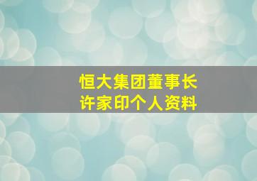 恒大集团董事长许家印个人资料