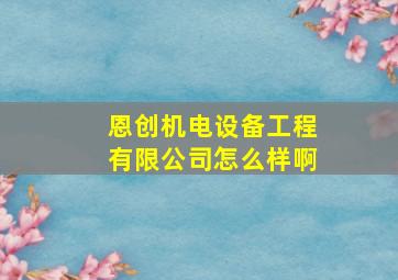 恩创机电设备工程有限公司怎么样啊