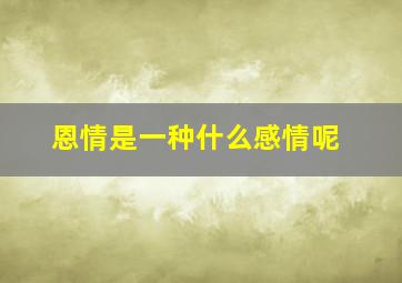 恩情是一种什么感情呢