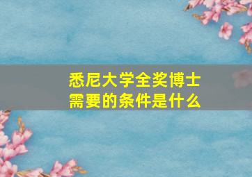 悉尼大学全奖博士需要的条件是什么