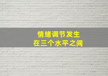 情绪调节发生在三个水平之间