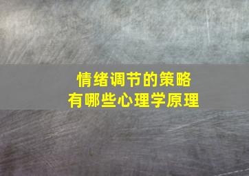 情绪调节的策略有哪些心理学原理