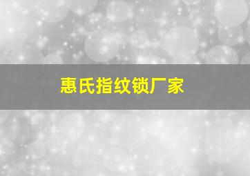 惠氏指纹锁厂家