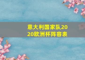 意大利国家队2020欧洲杯阵容表