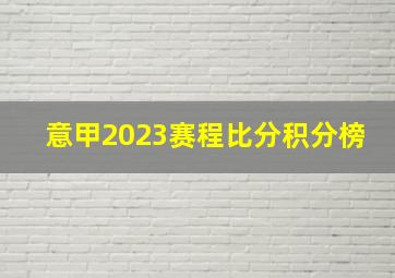 意甲2023赛程比分积分榜