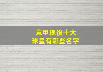 意甲现役十大球星有哪些名字