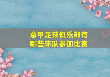 意甲足球俱乐部有哪些球队参加比赛