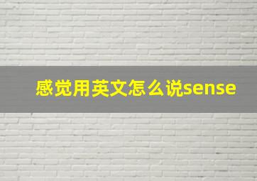 感觉用英文怎么说sense