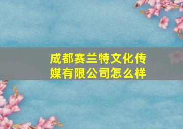 成都赛兰特文化传媒有限公司怎么样