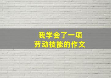 我学会了一项劳动技能的作文