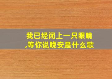 我已经闭上一只眼睛,等你说晚安是什么歌