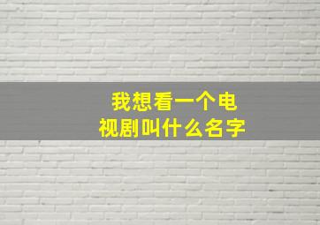 我想看一个电视剧叫什么名字