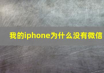 我的iphone为什么没有微信