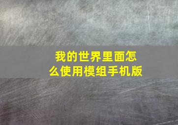 我的世界里面怎么使用模组手机版