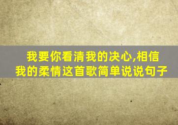 我要你看清我的决心,相信我的柔情这首歌简单说说句子