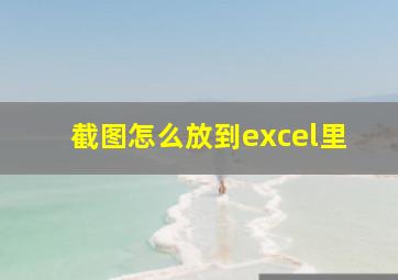 截图怎么放到excel里