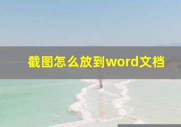 截图怎么放到word文档