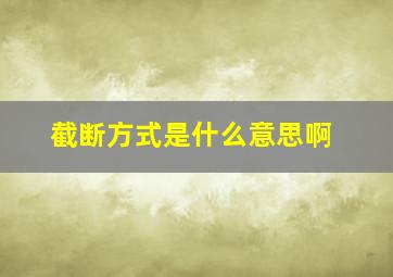 截断方式是什么意思啊