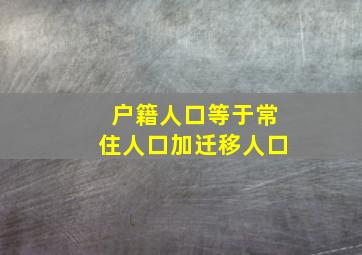 户籍人口等于常住人口加迁移人口