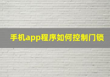 手机app程序如何控制门锁