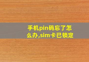 手机pin码忘了怎么办,sim卡已锁定