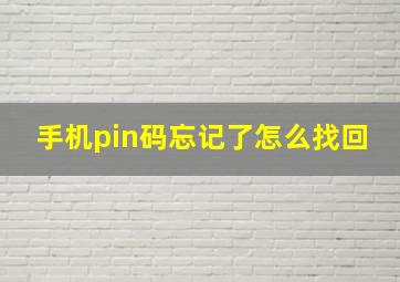 手机pin码忘记了怎么找回