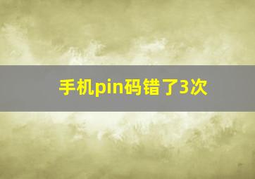 手机pin码错了3次