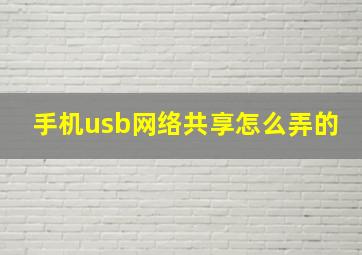 手机usb网络共享怎么弄的