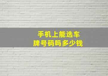 手机上能选车牌号码吗多少钱