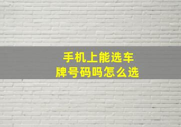 手机上能选车牌号码吗怎么选