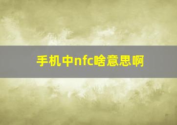 手机中nfc啥意思啊