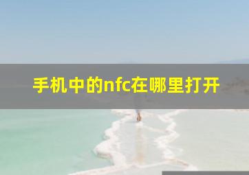 手机中的nfc在哪里打开