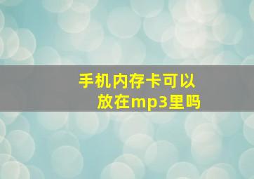 手机内存卡可以放在mp3里吗