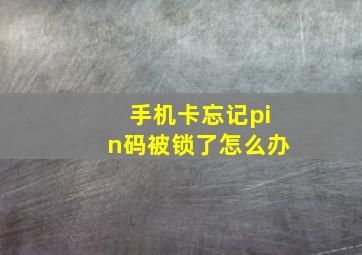 手机卡忘记pin码被锁了怎么办