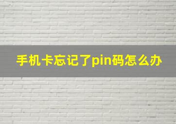 手机卡忘记了pin码怎么办