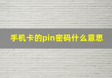 手机卡的pin密码什么意思