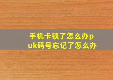 手机卡锁了怎么办puk码号忘记了怎么办