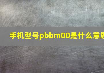 手机型号pbbm00是什么意思