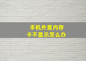 手机外置内存卡不显示怎么办