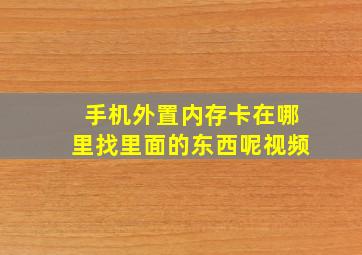 手机外置内存卡在哪里找里面的东西呢视频