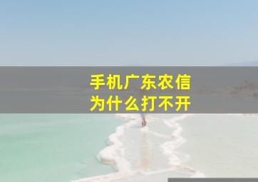 手机广东农信为什么打不开