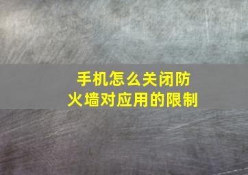 手机怎么关闭防火墙对应用的限制