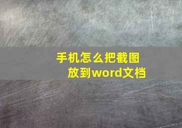 手机怎么把截图放到word文档