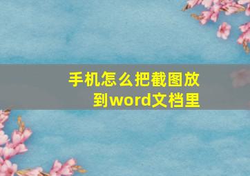 手机怎么把截图放到word文档里