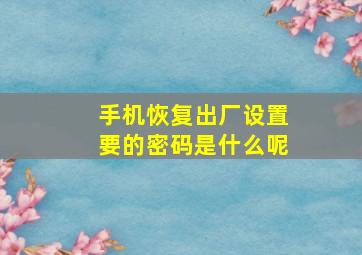 手机恢复出厂设置要的密码是什么呢