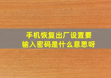 手机恢复出厂设置要输入密码是什么意思呀