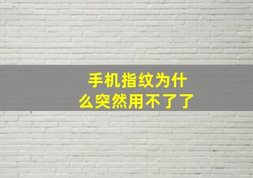 手机指纹为什么突然用不了了