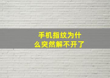 手机指纹为什么突然解不开了