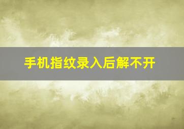 手机指纹录入后解不开